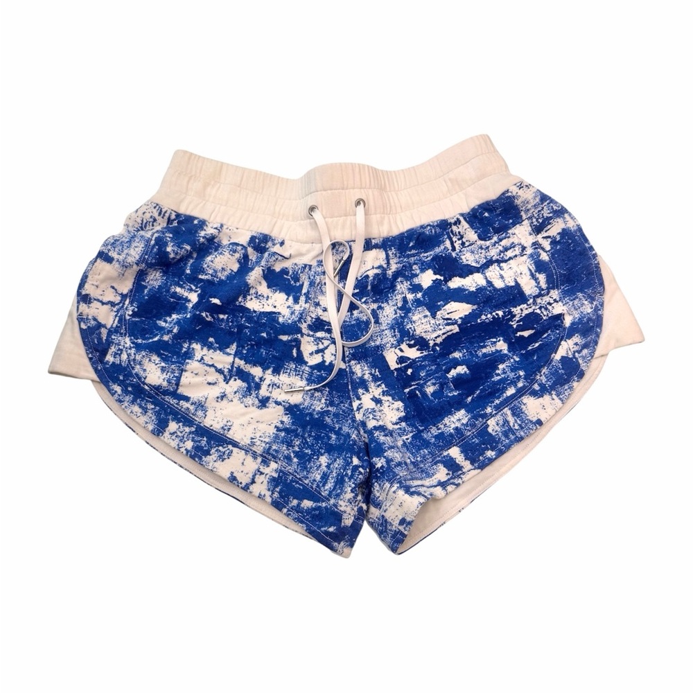 Helmut Lang Villous Scribber Print Shorts Scribbler Blue Womens Size 0 Petite